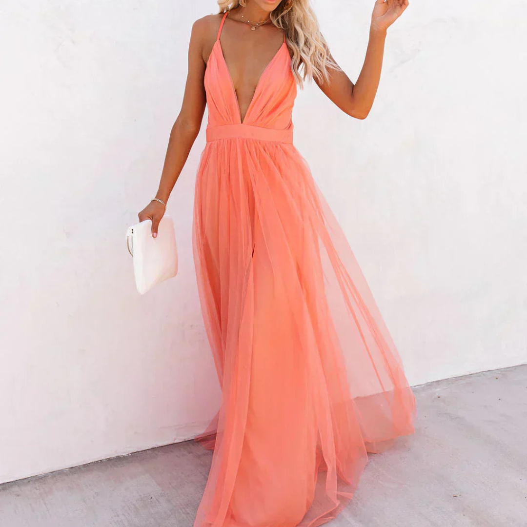 Robe Maxi Corail | Tulle & Élégance