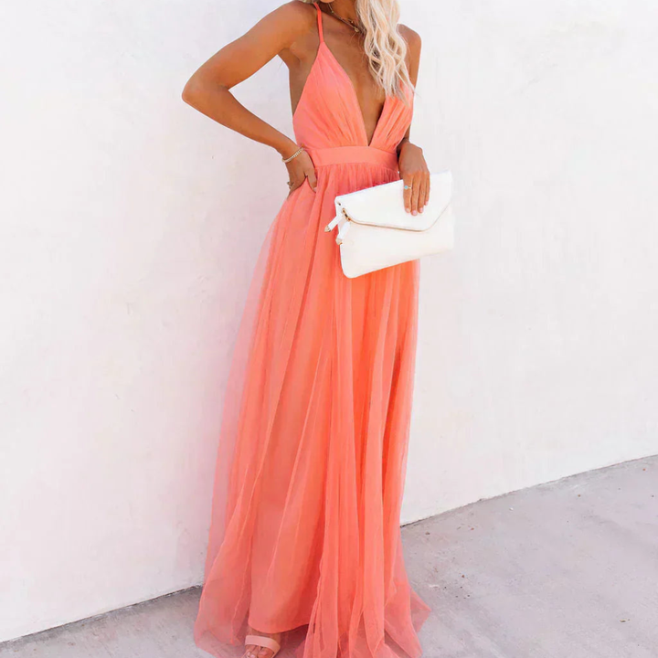 Robe Maxi Corail | Tulle & Élégance