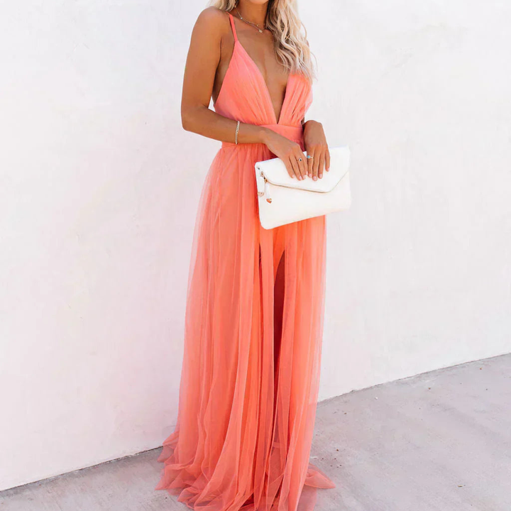 Robe Maxi Corail | Tulle & Élégance