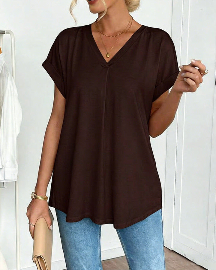 T-Shirt À Manches Courtes Uni Patchwork