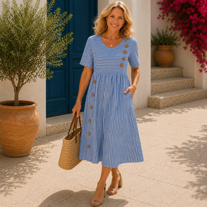 Marina | Robe Midi Rayée Élégante