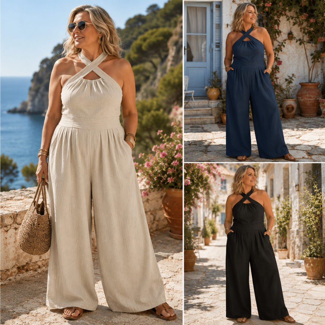 Bianca | Salopette Lin Décolleté Croisé