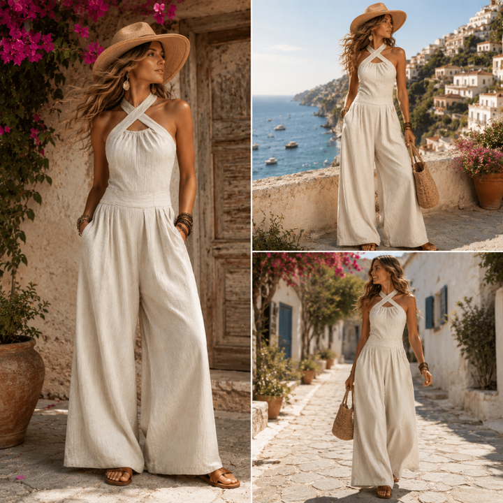 Bianca | Salopette Lin Décolleté Croisé