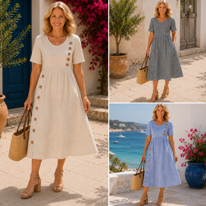 Marina | Robe Midi Rayée Élégante